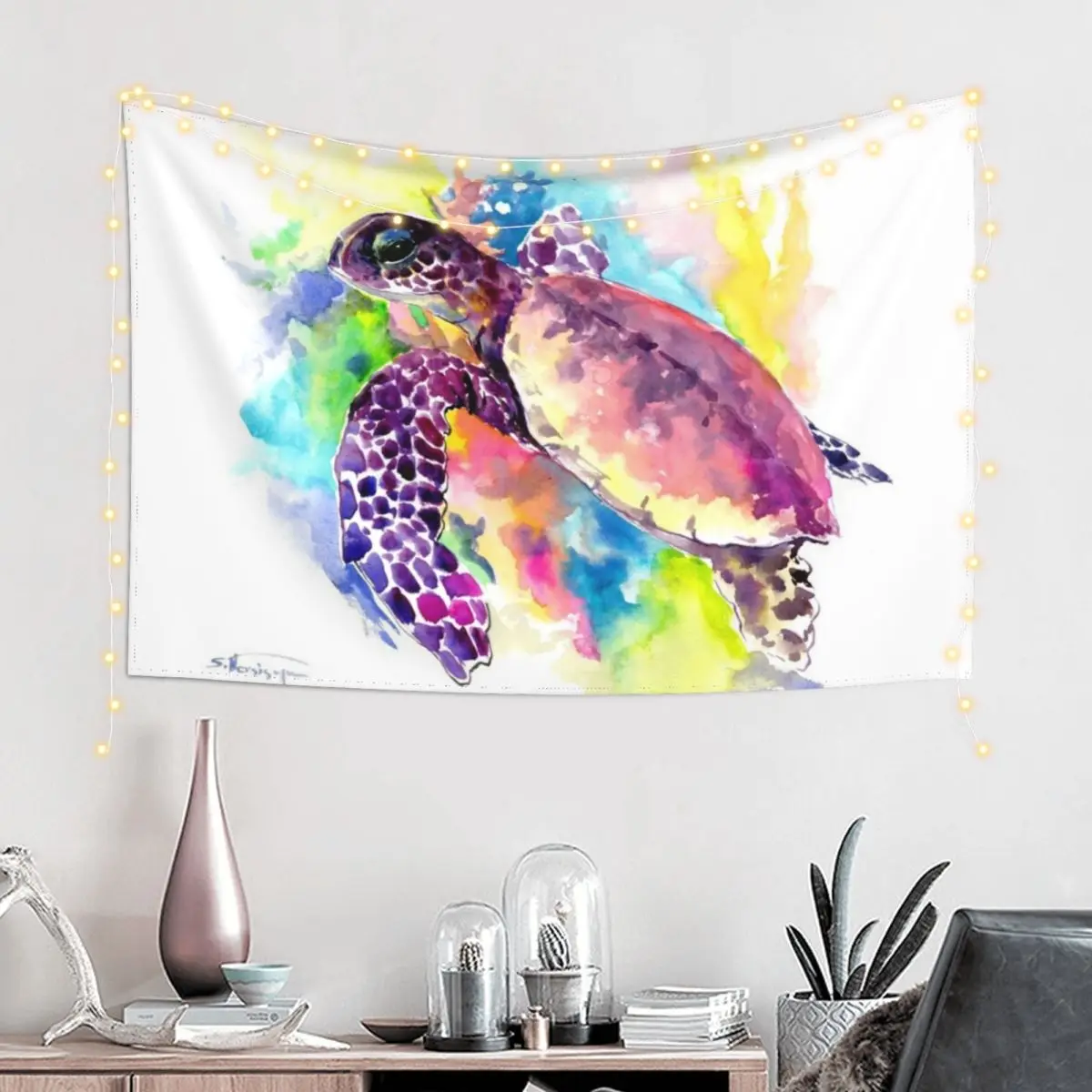 

Sea Turtle in Coral Reef Tapestry Things To Decorate The Room Wallpapers Home Decor Hanging Wall Cute Room Things Tapestry