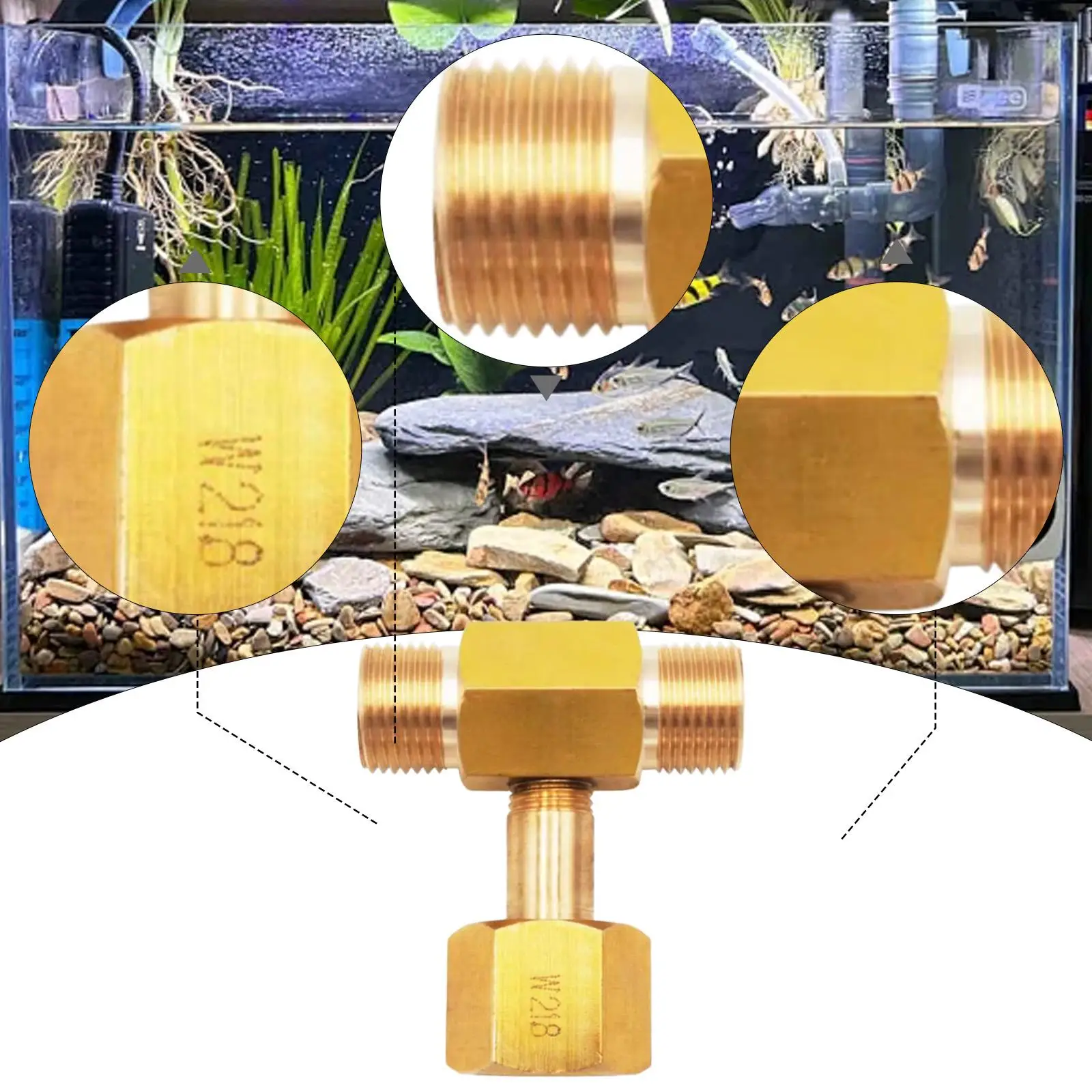 

Адаптер-регулятор CO2 для аквариума, латунный тройник-переходник для систем аквариумных систем