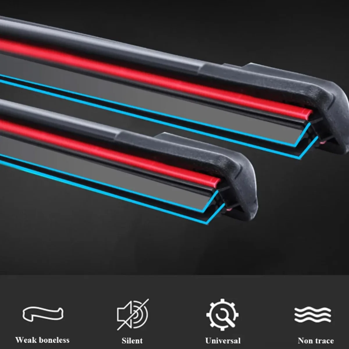 J/U hook Car Windshield Wiper blades Universal Soft Double layer Rubber Front Windscreen 14\