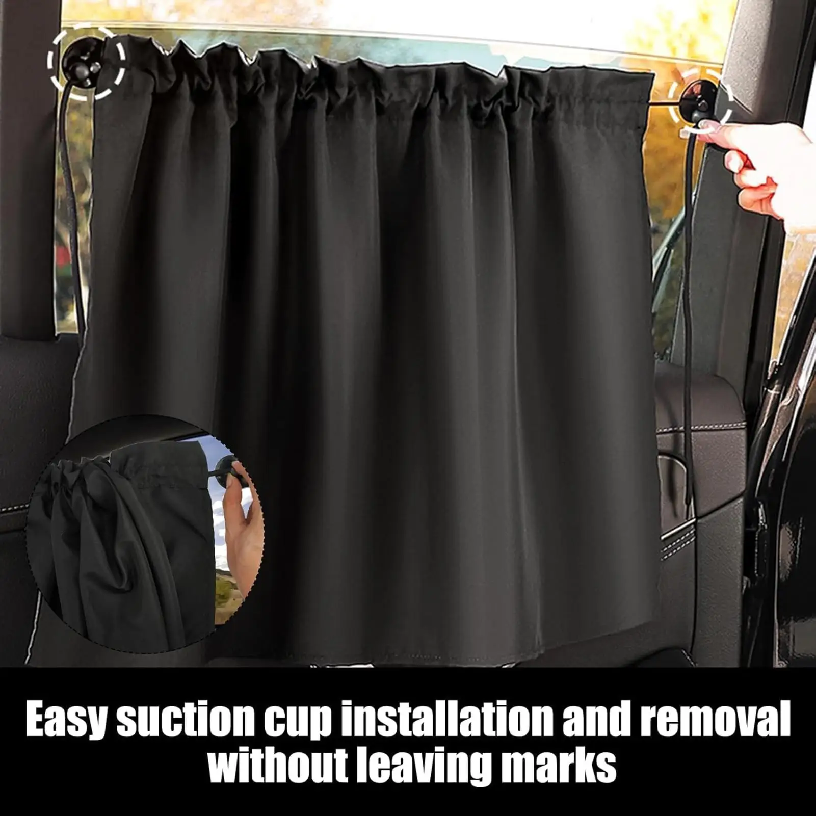 Car Curtains Suction Cup Blackout curtain Universal Sun Shade Cover  Curtain  Privacy Curtains UV Reflection Sunshade Protection view 6