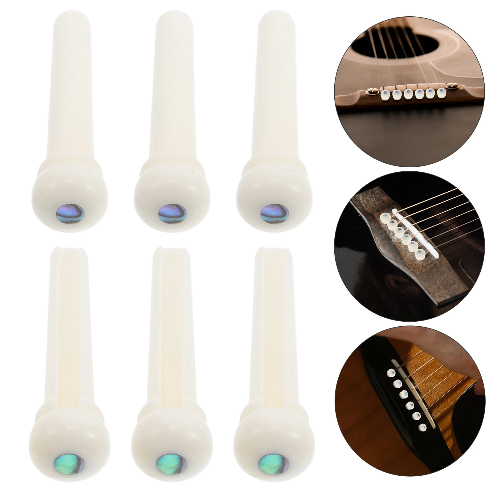 

6 Pcs Bob Bone String Nail Acoustic Guitar Replacement Pins Bridge Accessories Bones