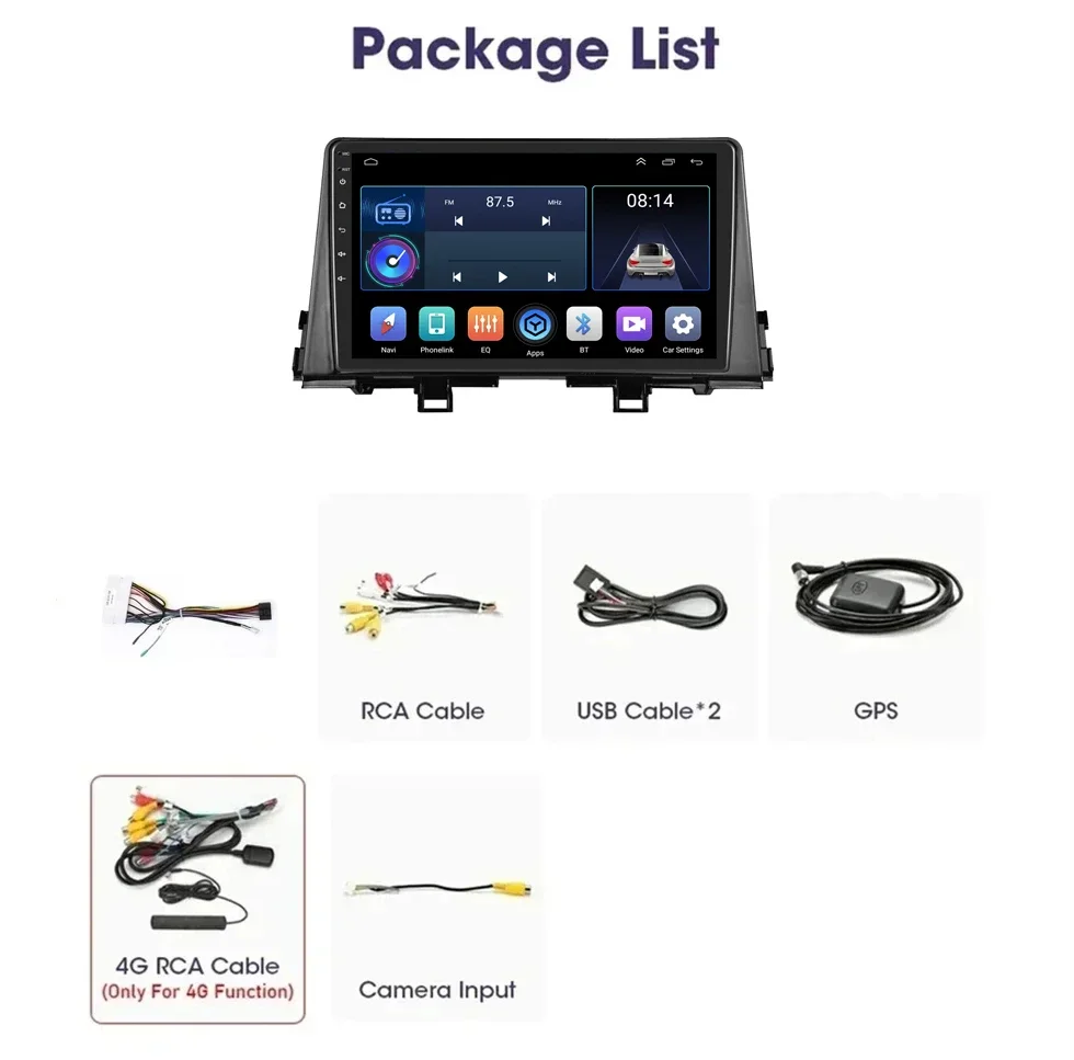 4G+WIFI Android 14 Car Audio Radio Multimedia Video Player For KIA PICANTO Morning 2017 2018 2019 2020 GPS RDS DSP NO DVD