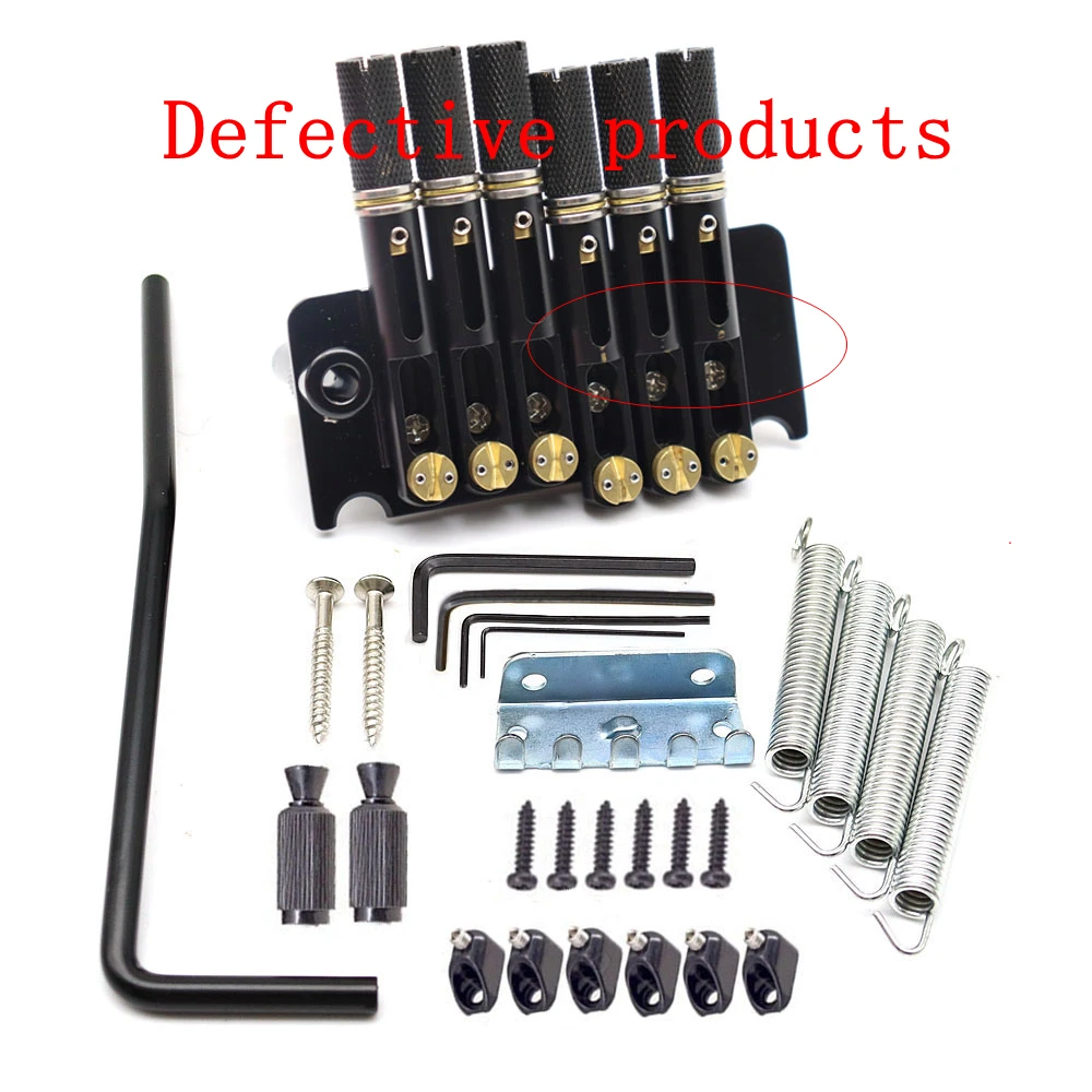 

Headless Guitar Bridge Tremolo System 6 String with Tailpiece for Electric Guitar Accessory Black Defective Product