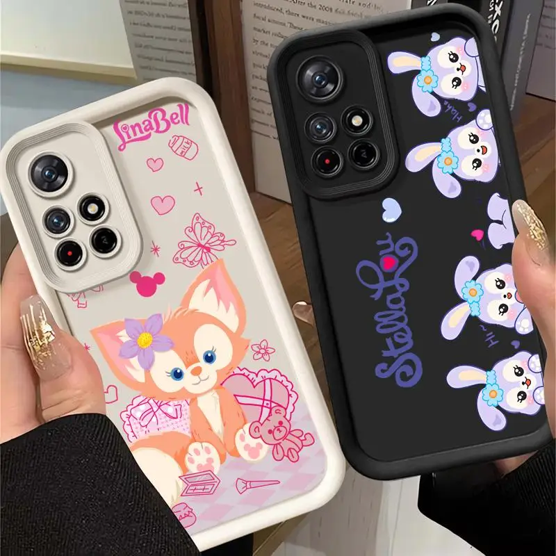 Disney StellaLou LinaBell Love Soft Liquid Silicone Phone Case for Xiaomi Redmi Note 13 pro plus 11 12 12S 10 10S Bumper Cover