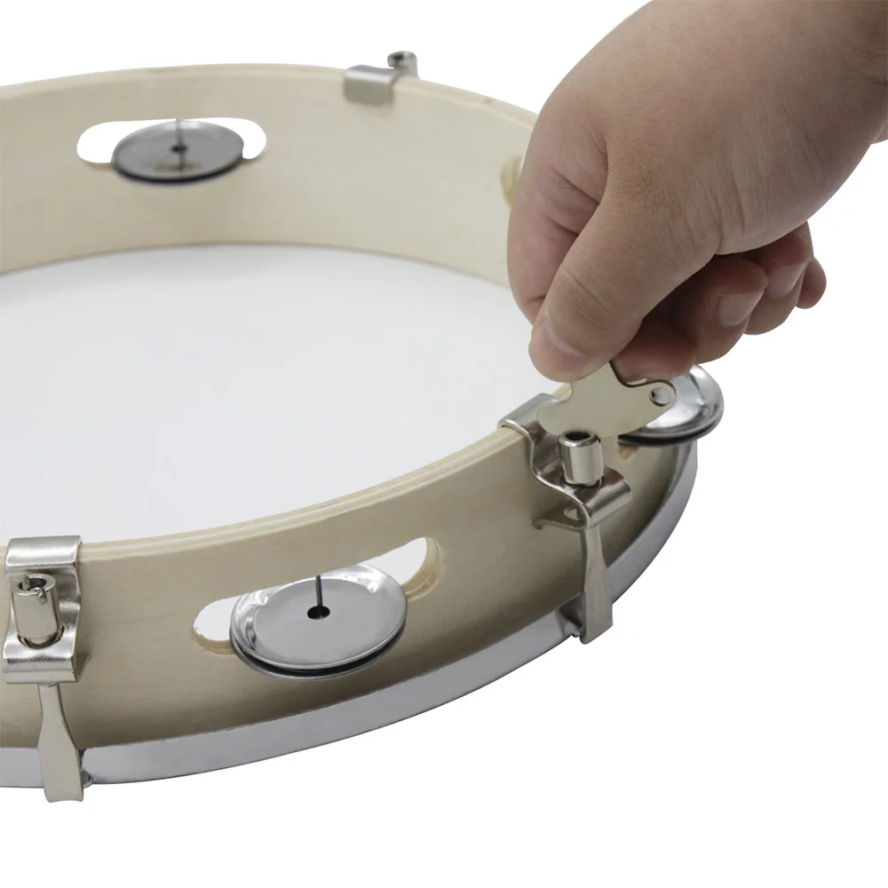 10 pollici tamburello regolabile pannello in legno massello tenuto in mano campana tamburo percussioni giocattoli musicali per bambini strumenti di illuminazione infantile