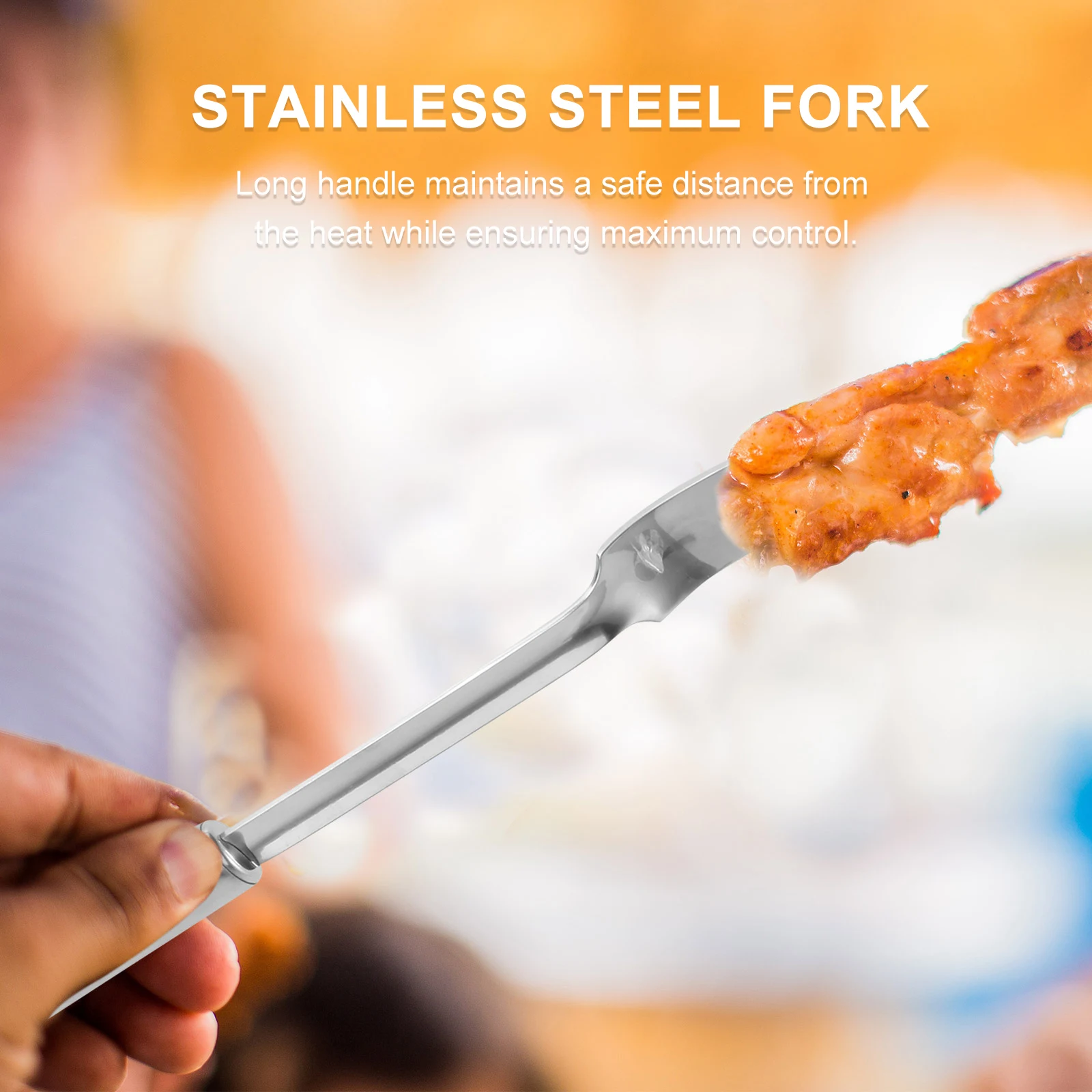 

Stainless Steel Safe BBQ Kitchen 2-Prong Fork For Bbq Tool Long Handle Roasting Sticks Grilling Roasting Sticks Forks