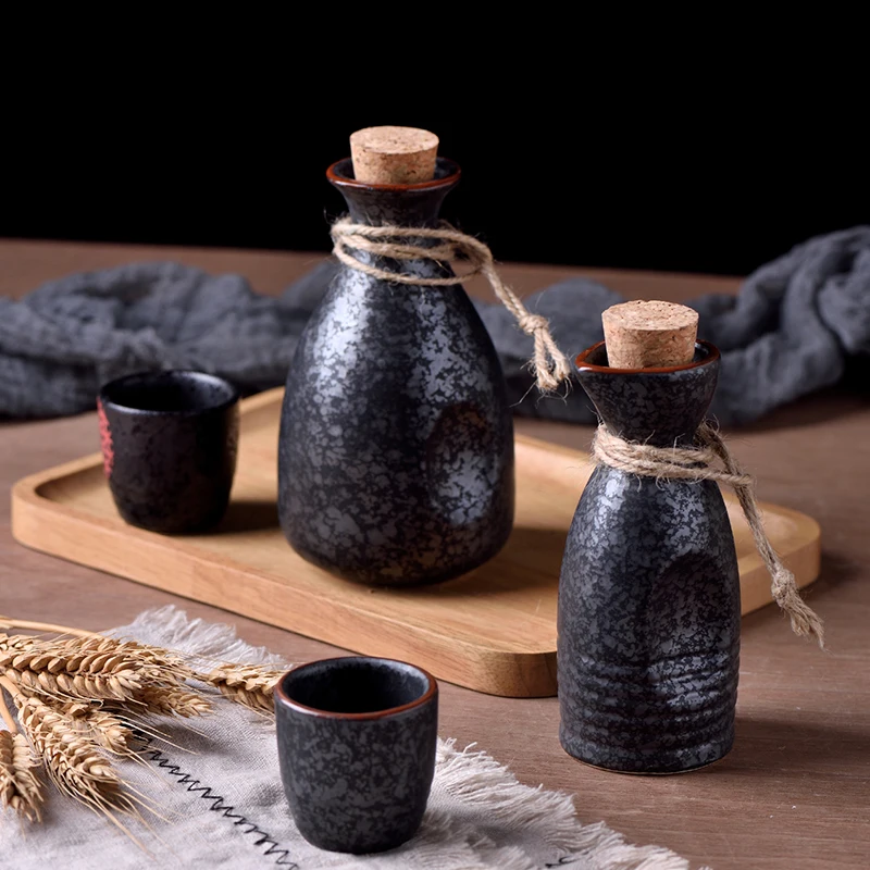 Japanese Sake Set Ceramic Shochu Cup Traditional Liquor Glassware with Gift Box for Party Bar Kitchen Decor