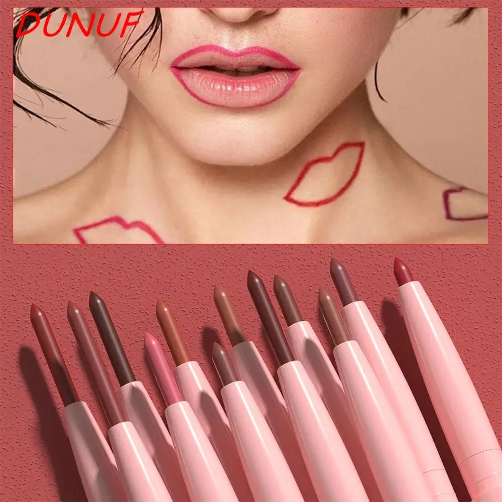 DUNUF 12 colori set di matite per labbra opache impermeabili a prova di sbavature kit per trucco rossetto vegano cruelty free a lunga durata