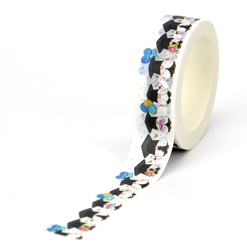 NEW 1PC 10M Decor Graduation Gnomes Cartoon Japanese Washi Tapes for Journaling Adhesive Masking Tape Cute Papeleria