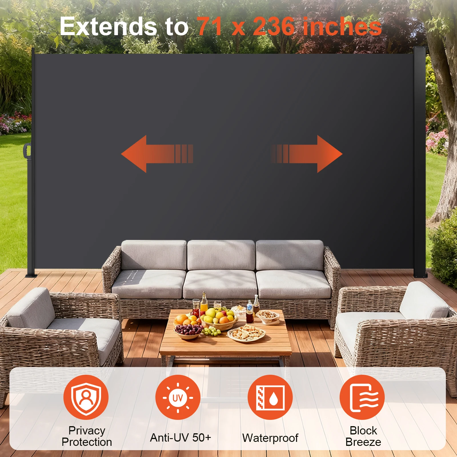 مظلة مزدوجة الجانب مقاومة للمطر، مظلة مقاومة للأشعة فوق البنفسجية، شاشة خصوصية قابلة للطي، سهلة التركيب لحمامات السفينة في الفناء باللون الرمادي #4