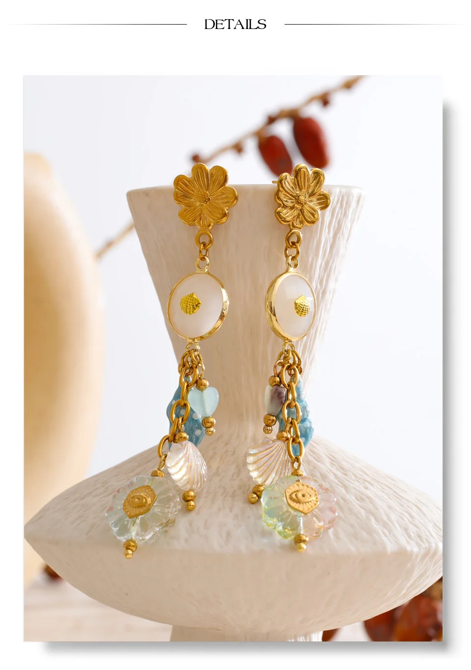Yhpup Neuheiten: Edelstahl-Ohrringe mit Kunstharz-Blumen, Exklusiver Stil, Sommerlicher Schmuck, Perfektes Geschenk – Detail 7