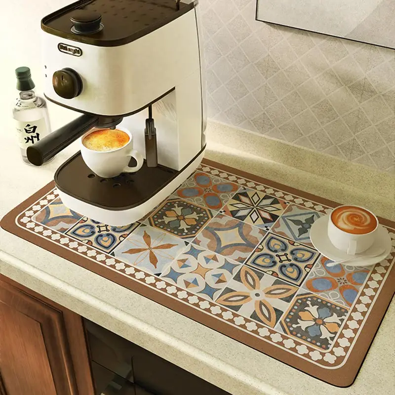 Dish Mat Drying Drain Pad Table Placemat Coffee Drainer Rug Tea Cup Drink Holder Kitchen Decoration Countertop Protector Tapis