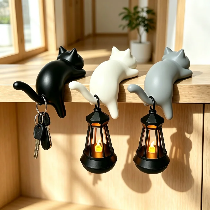 3D Printing Lamp - ตะขอแขวนรูปแมวสร้างสรรค์พิมพ์ 3 มิติ ที่แขวนกุญแจรูปแมวน้อยน่ารัก ของตกแต่งโคมไฟแขวน ติดผนัง