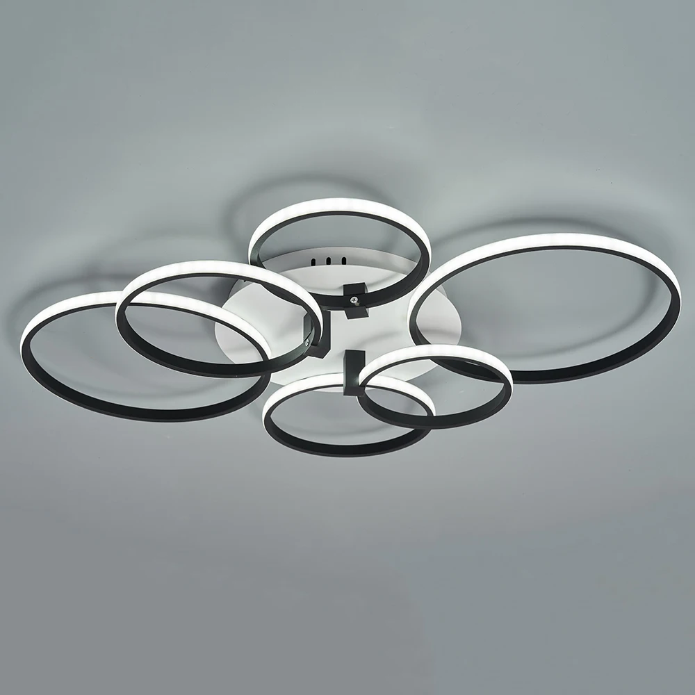 

NEO Gleam Rings Modern led ceiling chandelier lights for living Studyroom bed room AC85-265V Black Color Ceiling Chandeliers