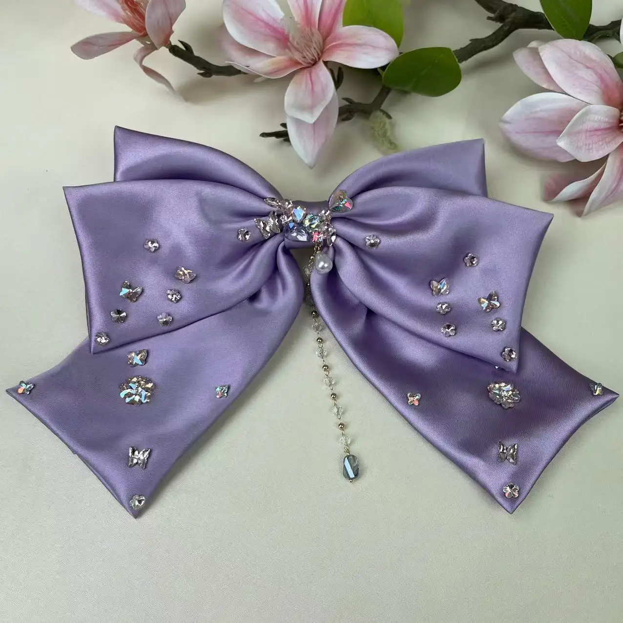 

Korean New Double-Layer Ribbon Tassel Bow Hairpin Elegant Sweet and Cute Hair Accessories Princess Spring Clip