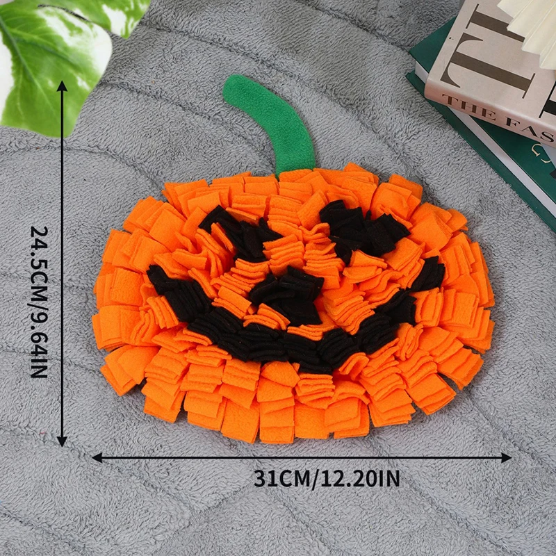 Halloween Snuffle Blanket Pet Interactive Mat, Pumpkin Nosework Cat Dog, Feeding Mat, Treat Dispenser Natural Foraging Pet Toys