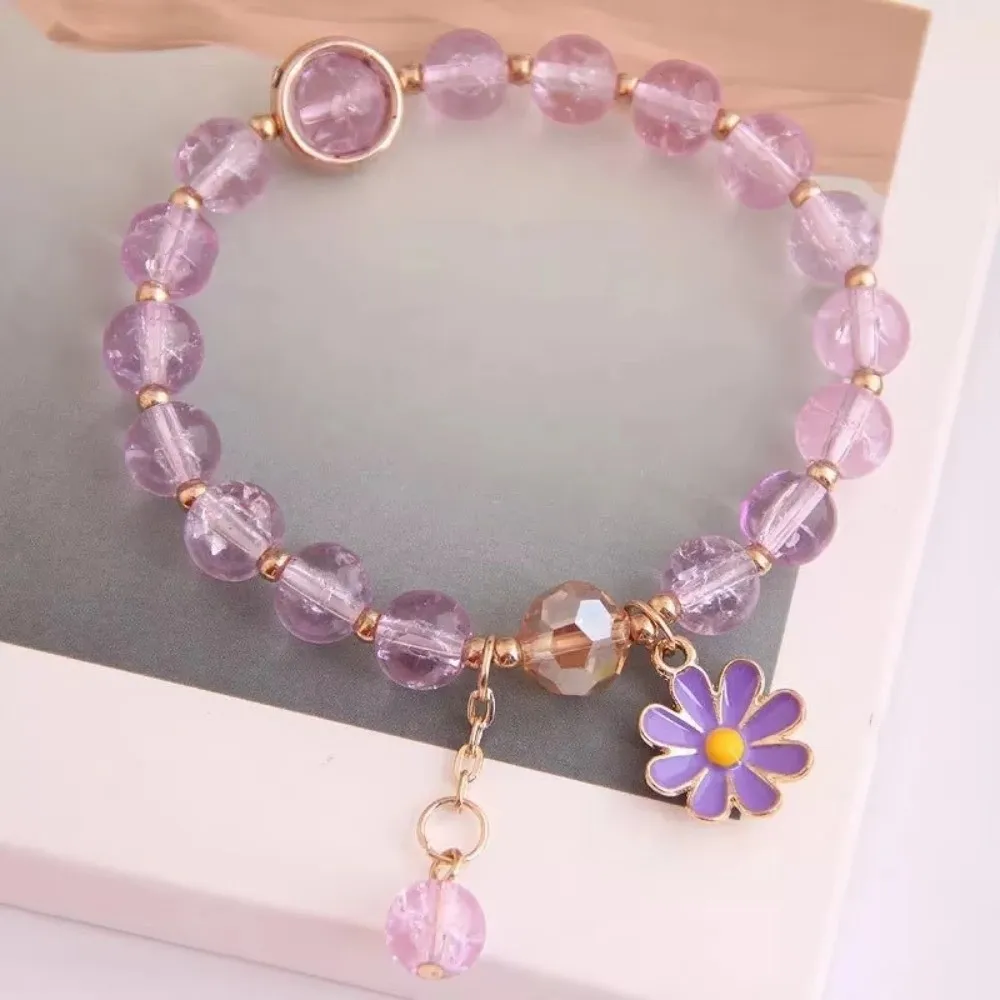 New Elastic Korean Daisy Bracelet Lucky Multicolor Crystal Beaded Bracelet Bohemian Bracelet Bohemian Style