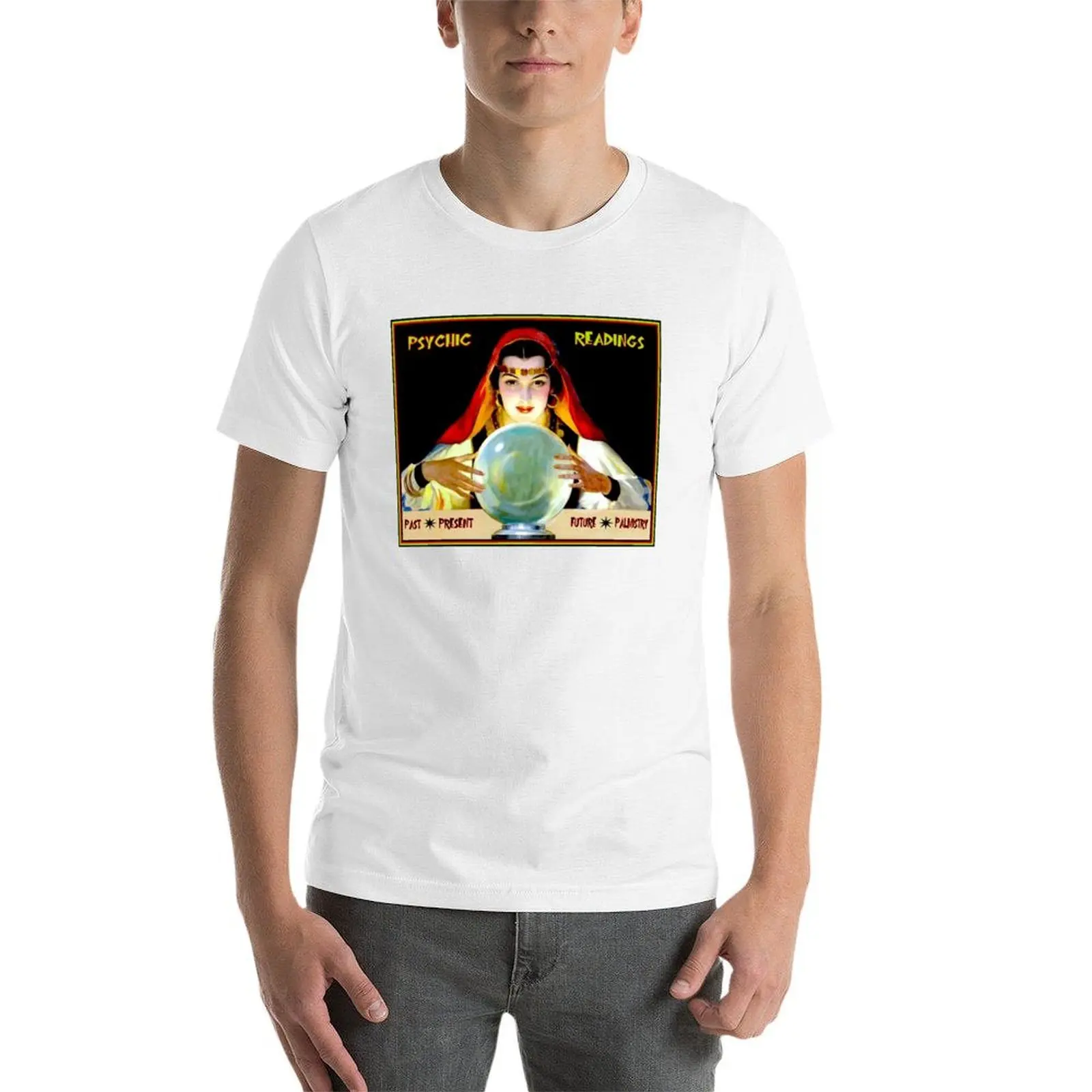 القراءة النفسية: Vintage عراف الحظ الإعلان طباعة تي شيرت أنيمي التي شيرت تي شيرت مصمم تي شيرت