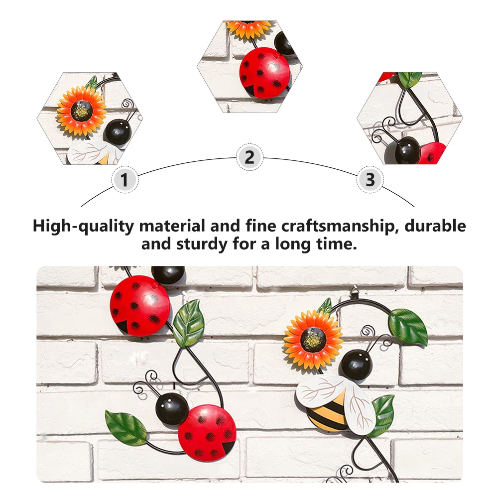 

Iron Art Craft Ladybugs Decoration for Garden Outdoor Courtyard Wrought Iron Wall Decor Durable Sturdy Hanging Hole Easy Install