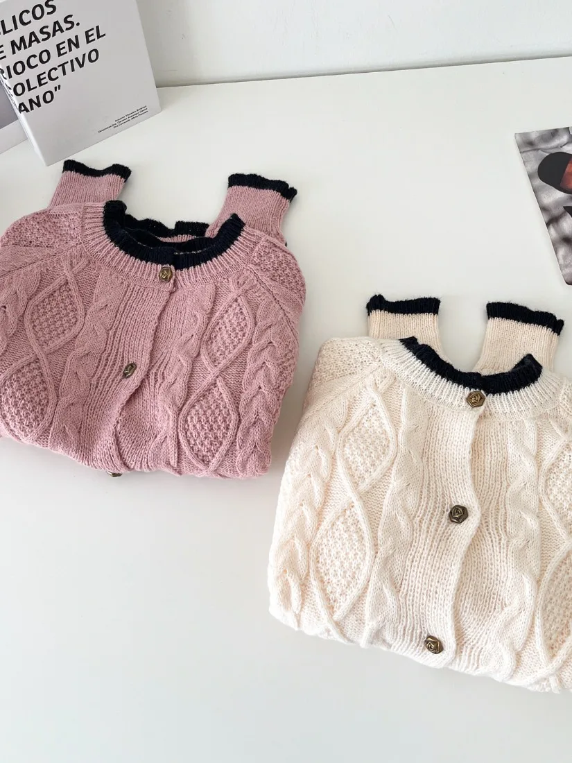 Foamlina Retro Korean Style Knit Sweater Women Winter Twist Color Block Striped Loose Lazy Relaxed Casual Sweater Coat Pullover