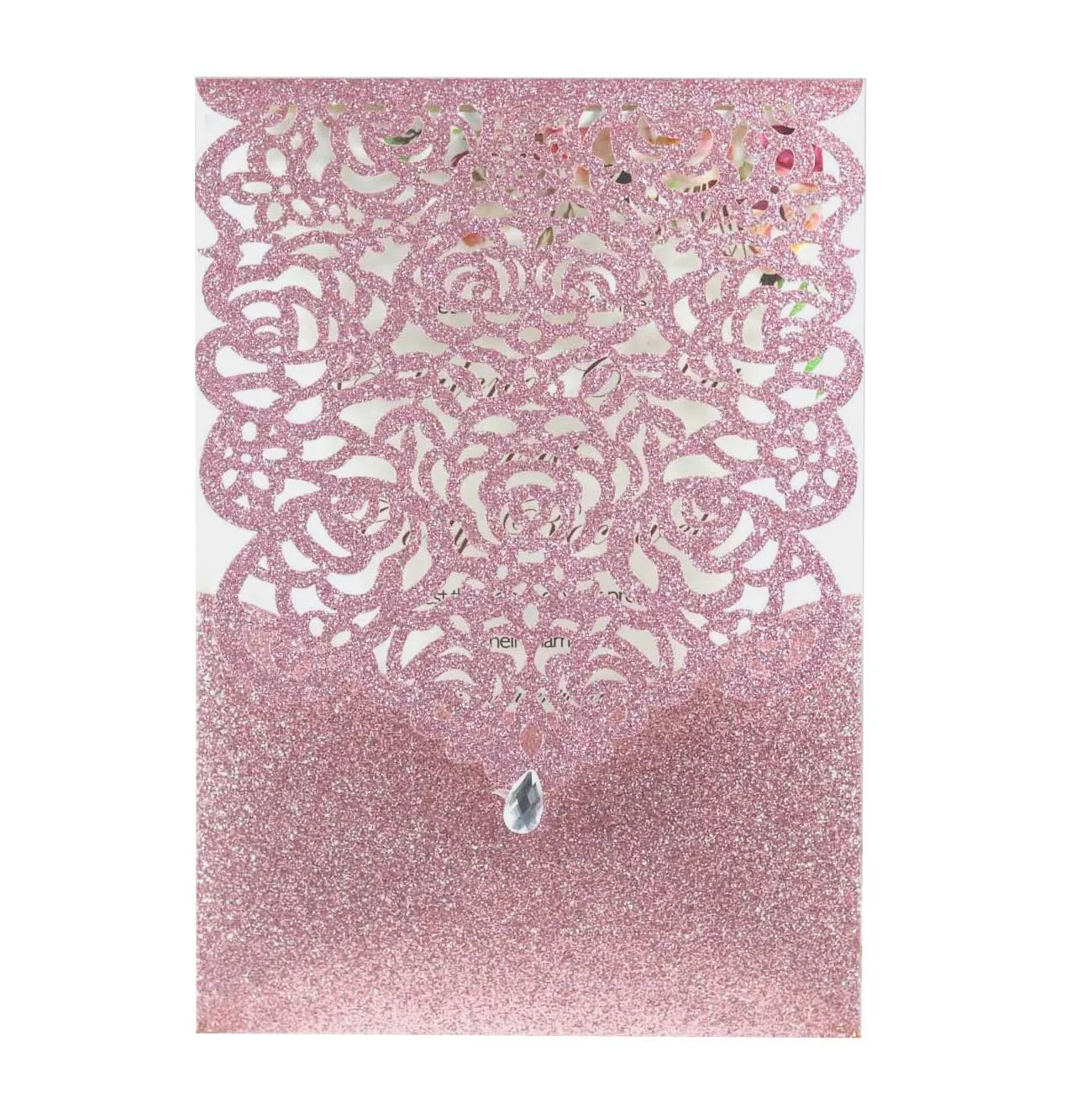 

Glitter Laser Cut Rose Flowers Invitations Cards Pocket For Wedding & Engagement,50 Pcs