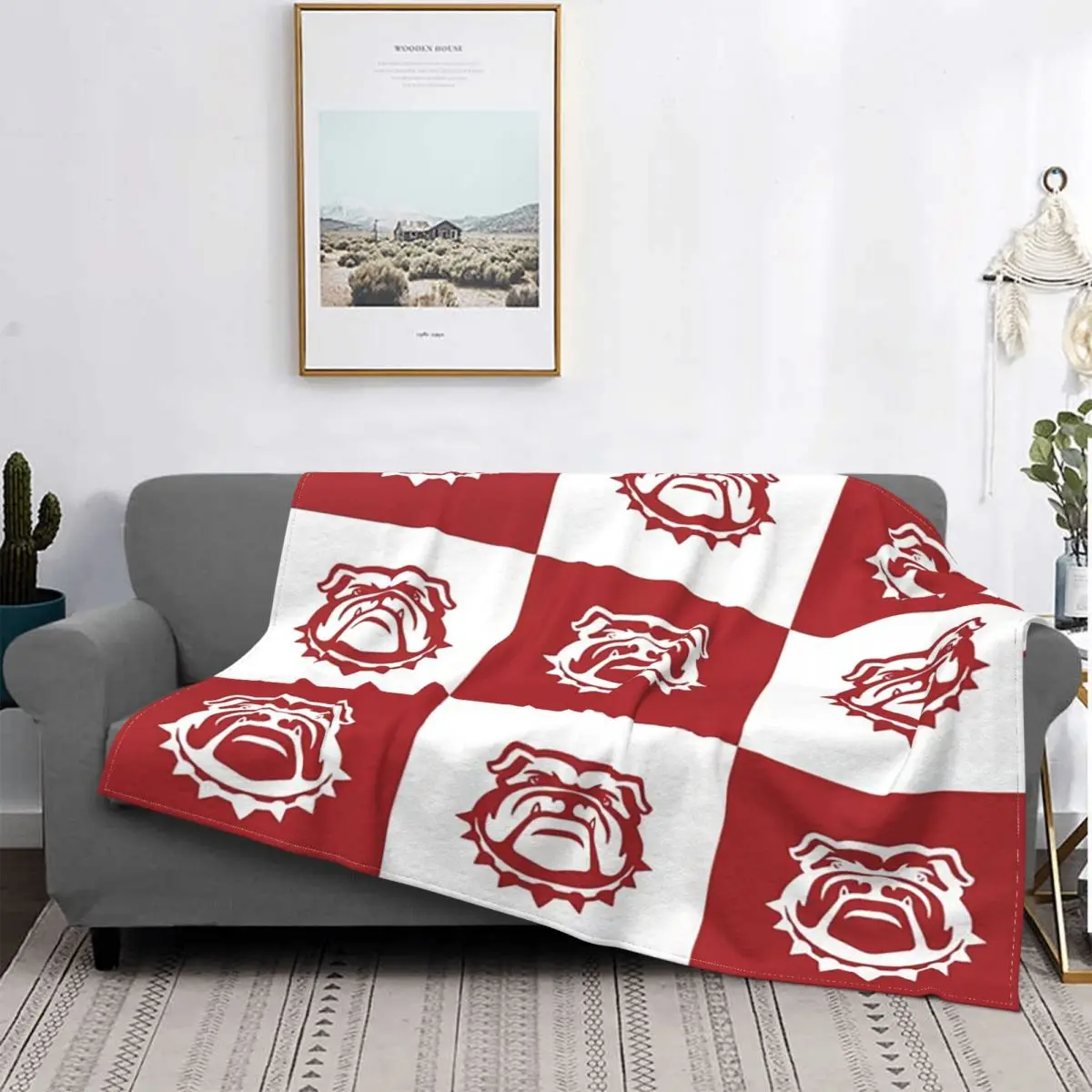 

French Bulldog Dog Cute Puppy Plaid Blankets Flannel Spring Autumn Soft Throw Blankets for Bedding Office Plush Thin Quilt