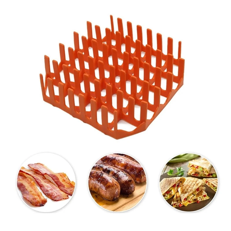 Versatile Silicone Bacon Rack Silicone Air Fryer Basket Grilling Bacon Holder Perfect for Air Frying Grilling Bacon