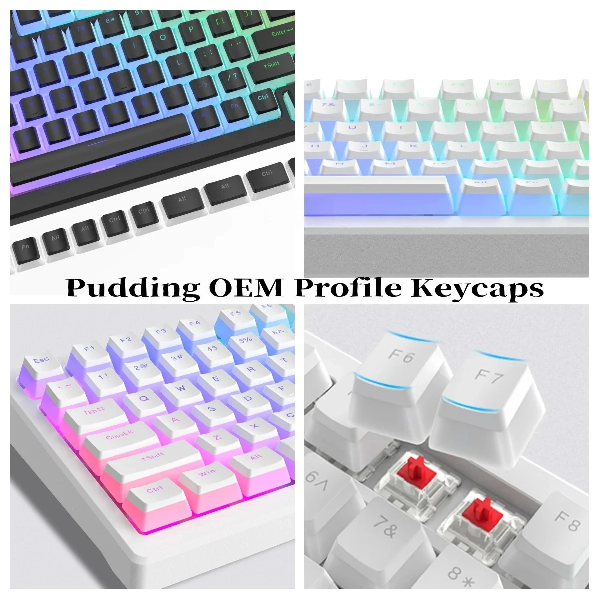 New Pudding Keycaps for Mechanical Keyboard PBT OEM Key Caps  DIY Keycaps Switch Gaming 129 keys for Gamer Mechanical Keyboard