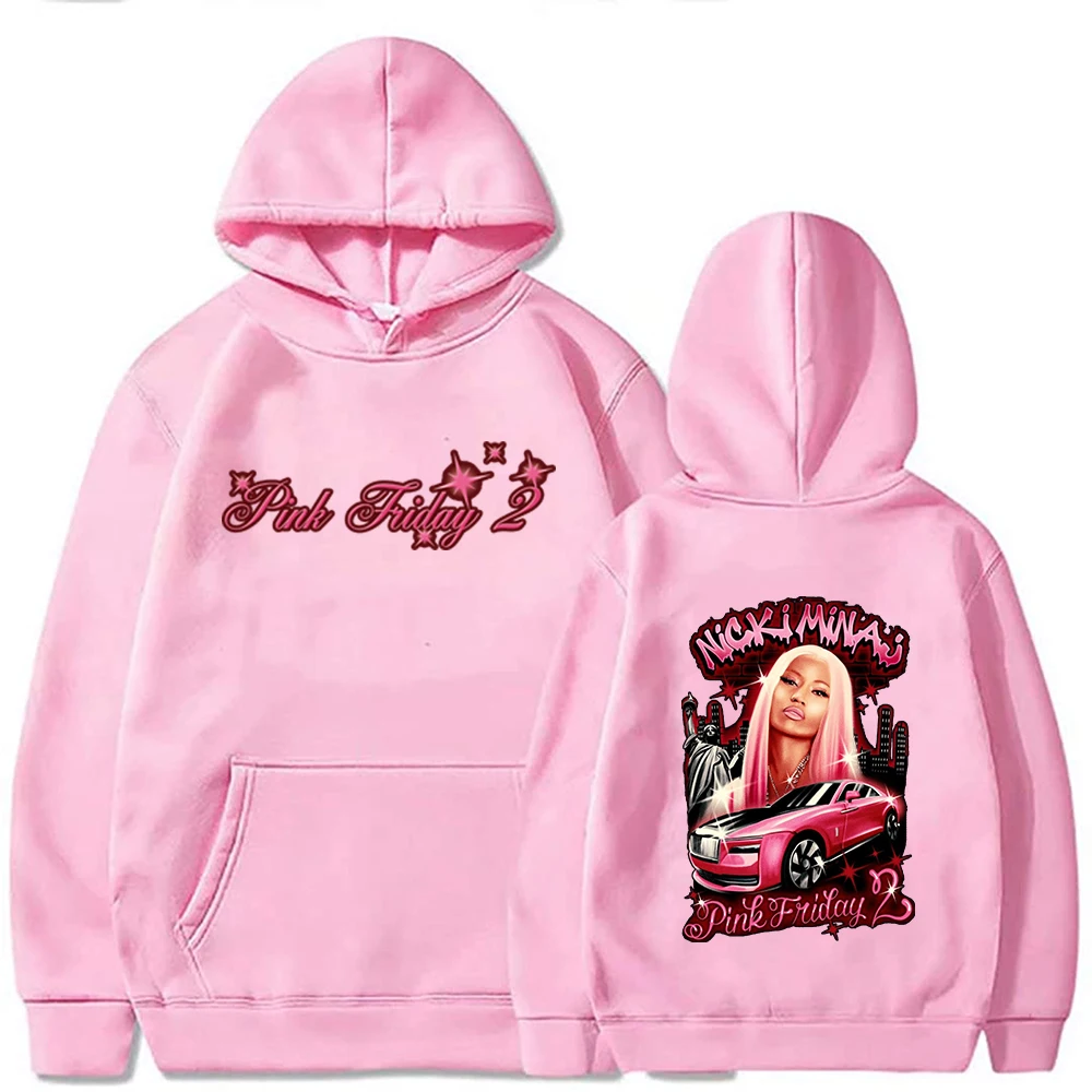 Nicki Minaj Pink Friday 2 Hoodies Tour Merch Women Men Fashion Casual Long Sleeve Sweatshirts Harajuku