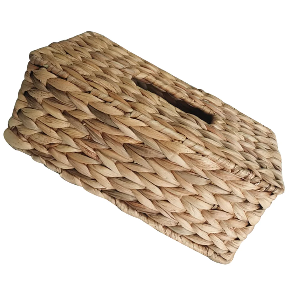 Tissue Hand Woven Holder Wicker Straw Woven Tissue Holder Paper Box Napkin Organizer for Table