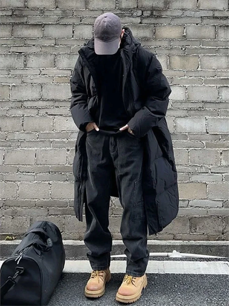 

​Men's Winter Jacket Down Cotton Parka with Hood Knee High Windproof Coat for Extreme Cold Weather Athletic Outdoor Apparel​