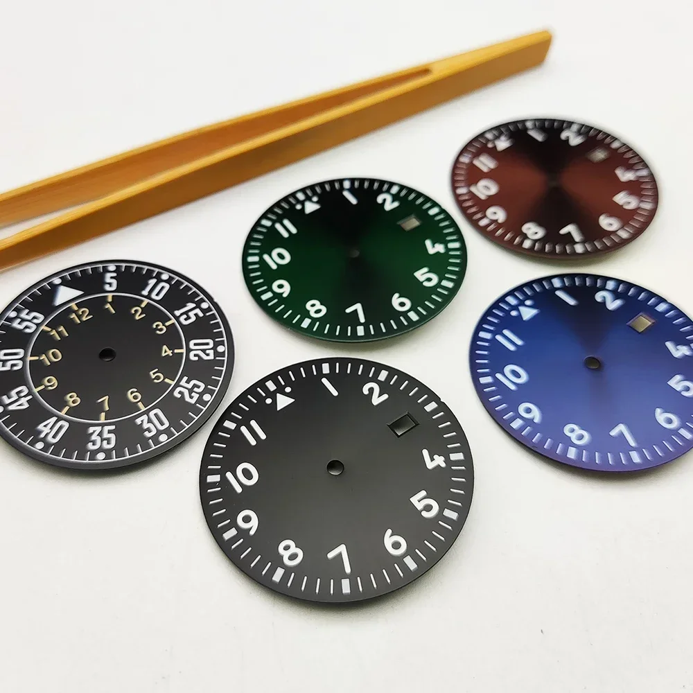 Customized Top-high 904L 316L Case Watch Accessories Pilot Dial Watch Face Green Luminous Suitable for NH35/36/4R Movement