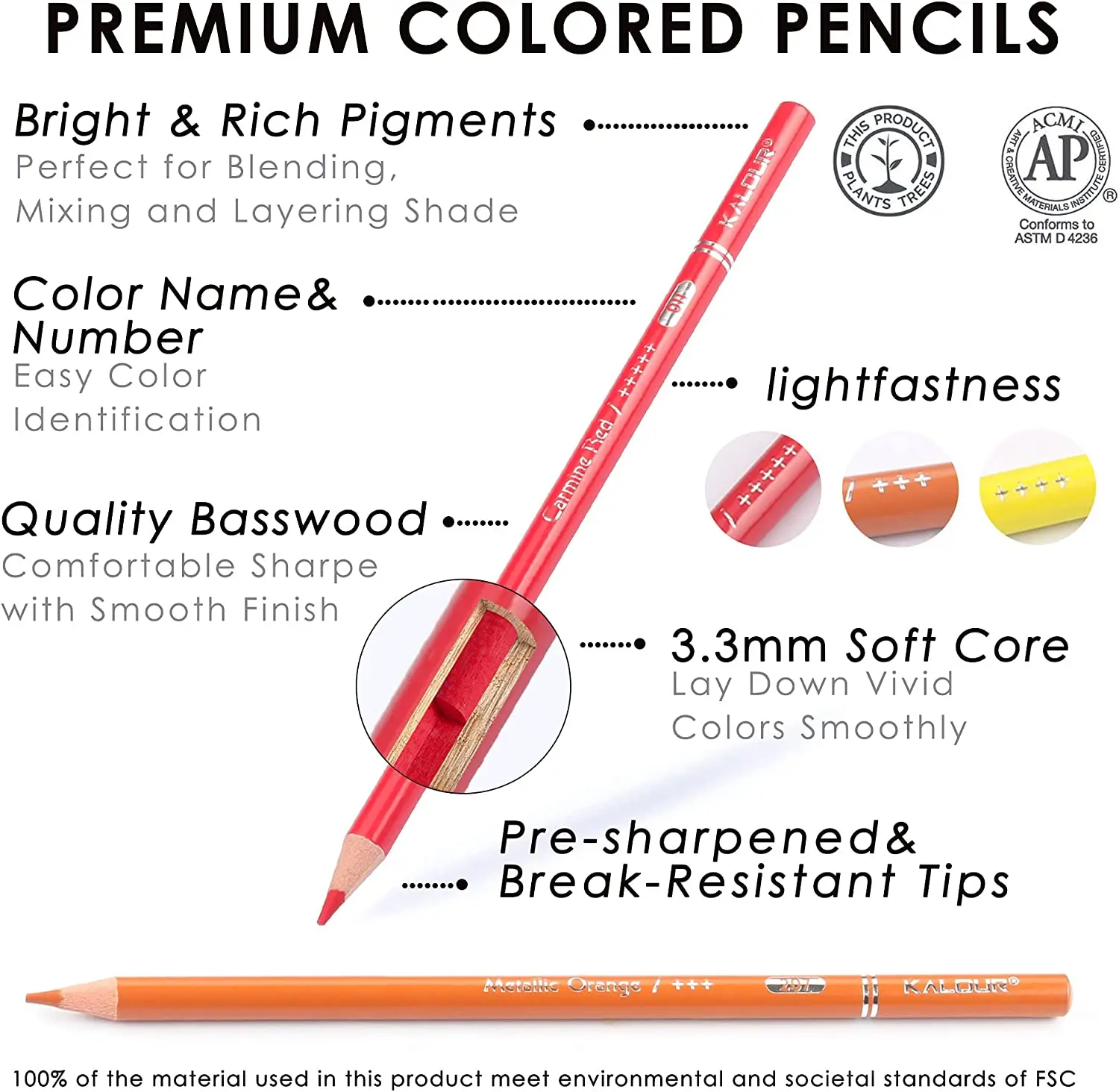 Pensil warna, pena warna profesional, seniman inti lembut dengan warna cerah untuk menggambar sketsa, perlengkapan mewarnai