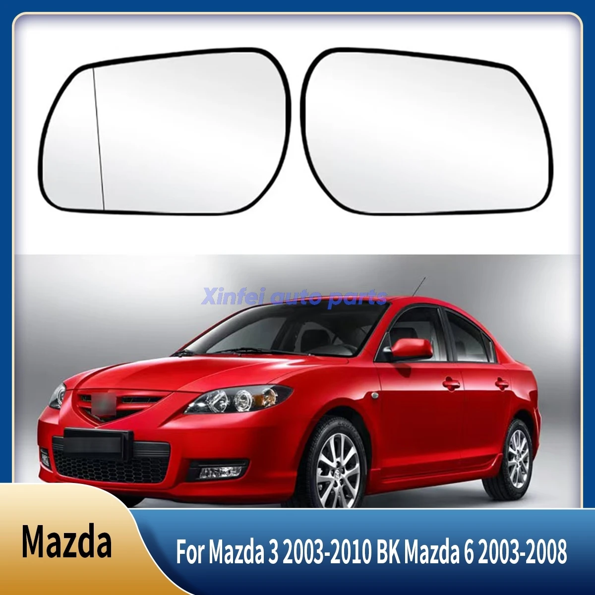 

Side Mirror Glass Lens For Mazda 3 2003-2010 BK Mazda 6 2003-2008 GG Door Mirror Glass Right Side Without Lines Car Accessories