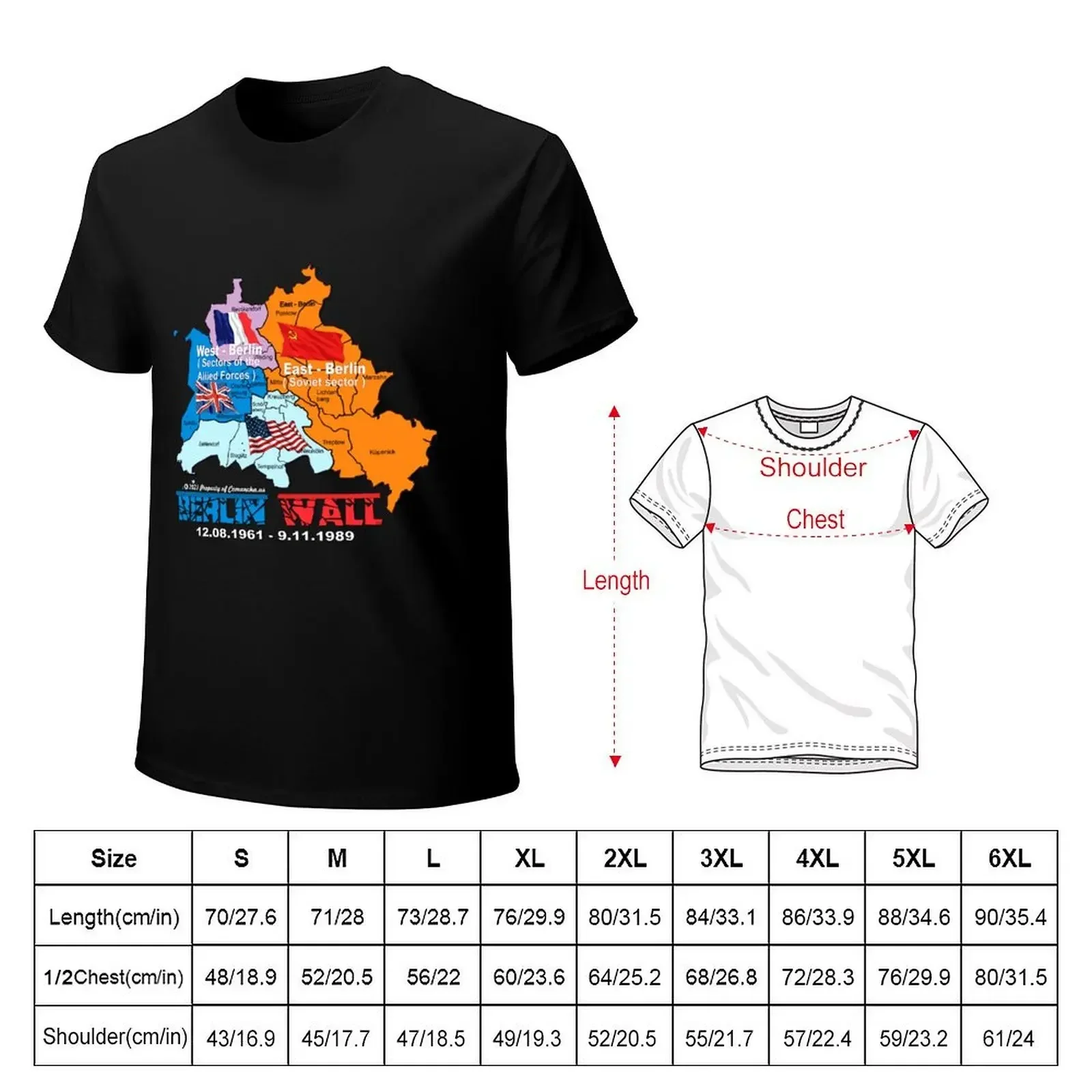 Berlin Wall 1961-1989 T-shirt anime clothes korean fashion boys whites blanks T-shirts for men cotton