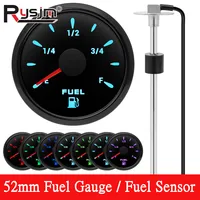 Luz de 7 colores, indicador de nivel de combustible de 52mm + Sensor de flotador de combustible de 0-190 ohm, indicador de medidor de tanque de aceite de 100 ~ 500mm para coche, barco, RV marino, yate