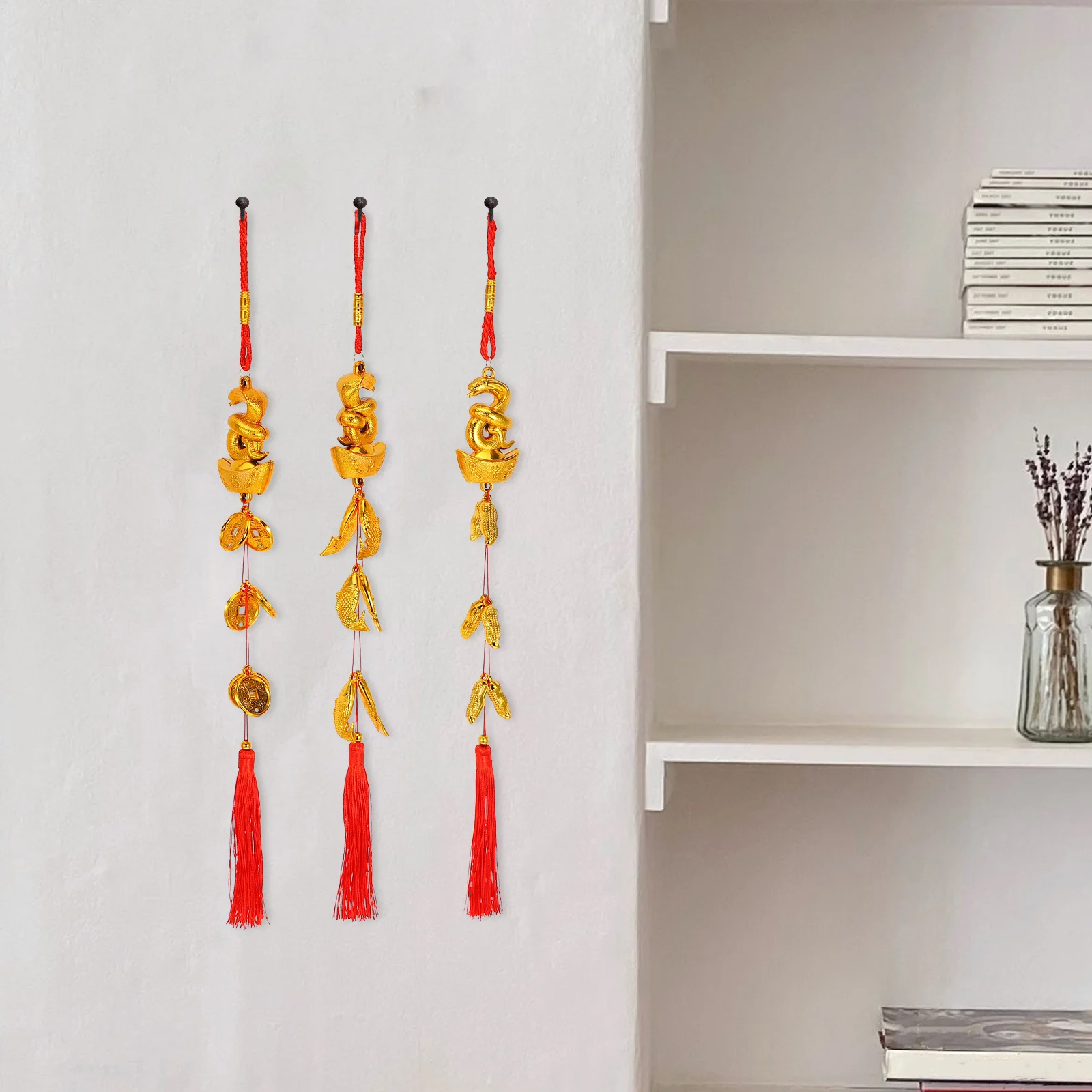 

5pcs Chinese New Year Snake Pendants Tassel Ornaments Festive Hanging Charms For Car Door Window Spring Festival Decorations