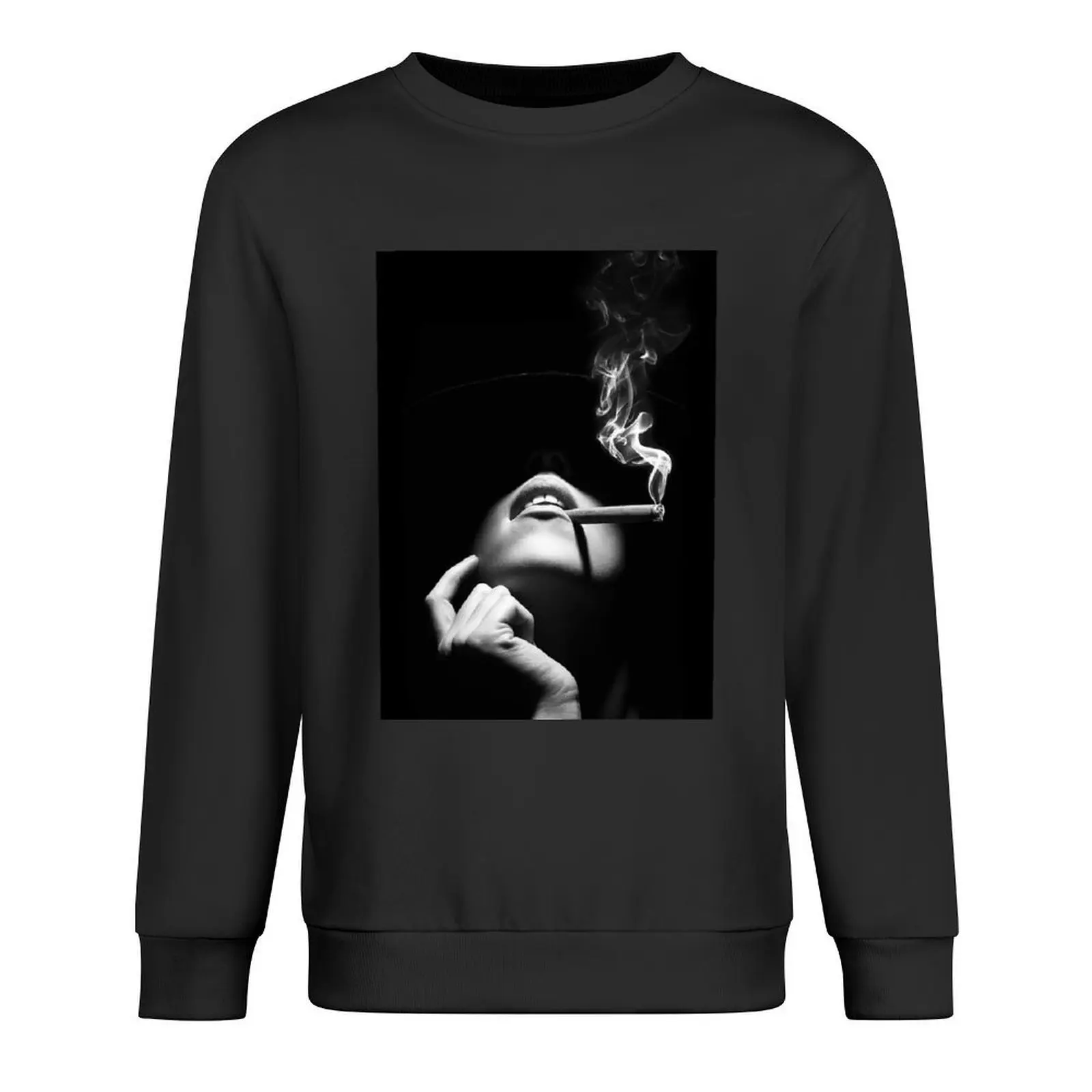 

Girl Smoking a Cigar, black and white Pullover men clothes men clothing korean autumn clothes graphic sweatshirts