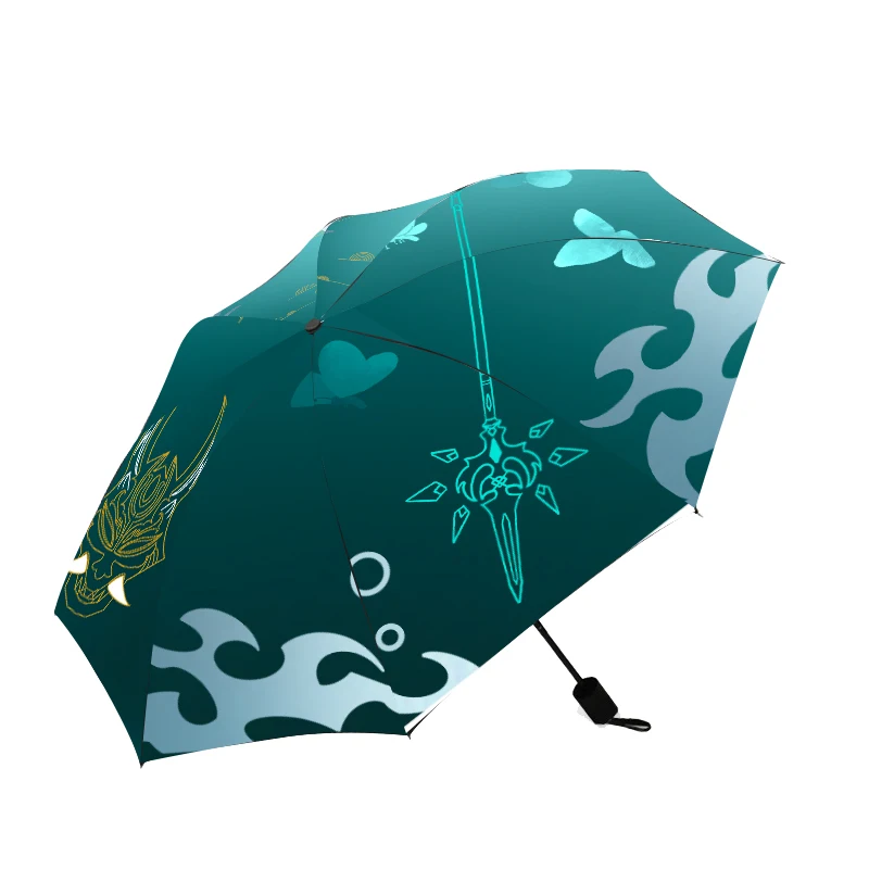 Game Fashion Genshin Impact Xiao Cosplay Portable Fold Sunscreen Xiao Cos Picture Umbrella Parasol Windproof Rain Sunny Umbrella