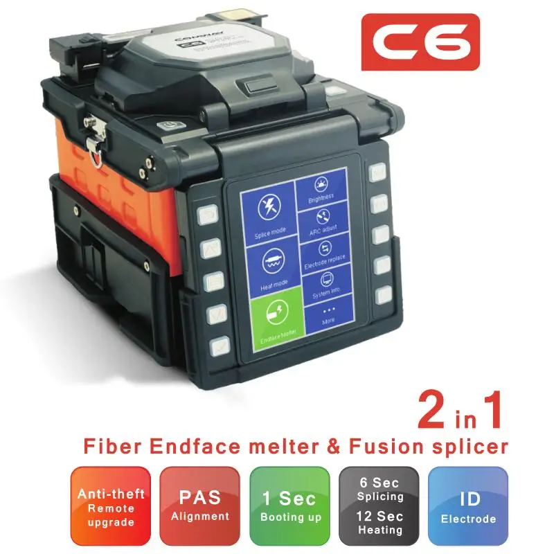 Comway-Optical Fusion Splicer, 2 in 1, High Precision Alignment, PAS ARC Splicing Machine, Multi-language, C6