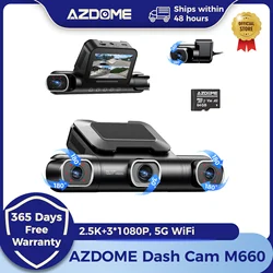 AZDOME 360° 4CH Dash Cam M660 2.5K+3*1080P GPS 5G WiFi Video Recorder Car DVR Built-in 128GB eMMC Night Vision 24H Parking Mode