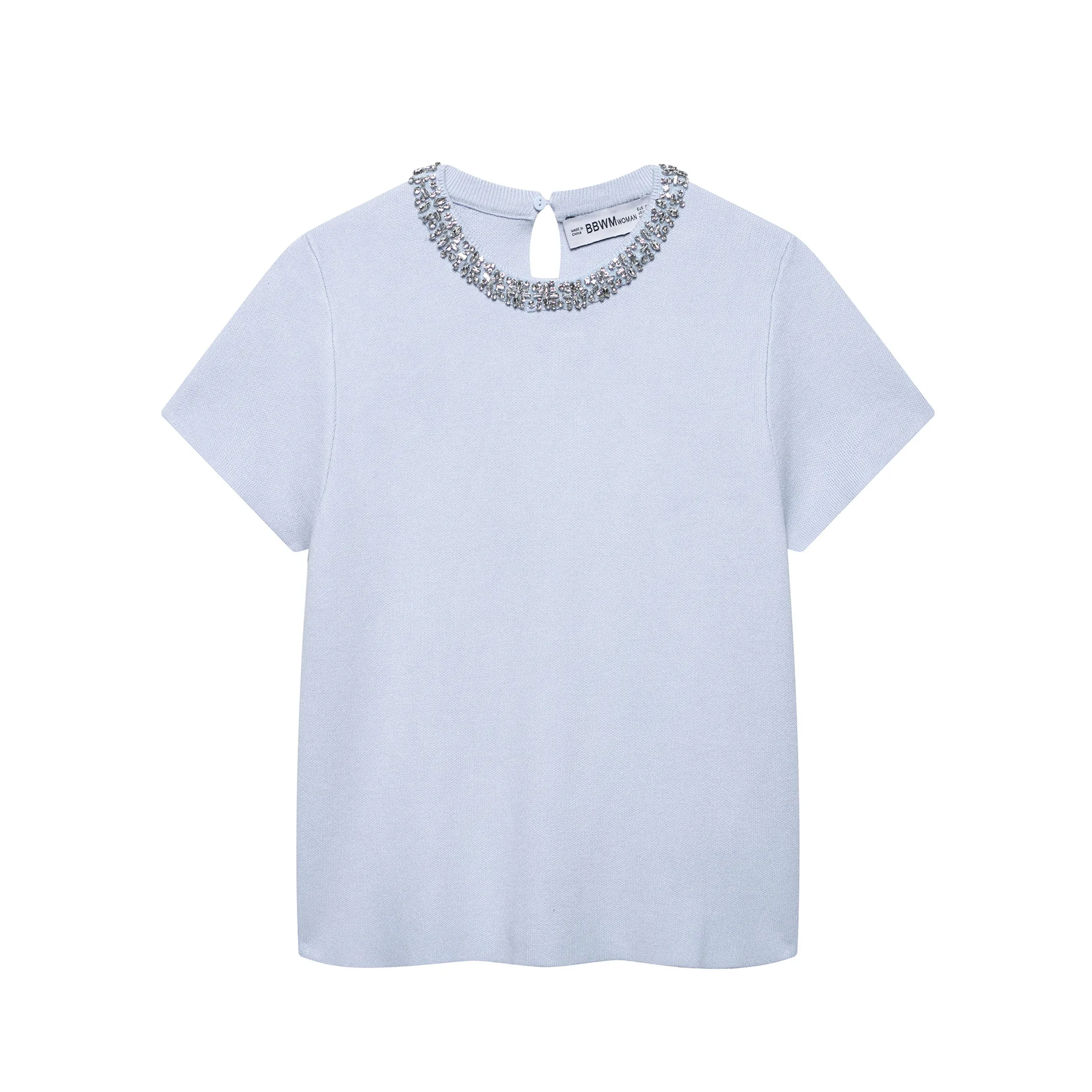 

Women's Fashion Two-Piece Set Pearl Blue Knitted Sweater Vintage Elastic Waist Mini Skirt - Ladies Co-ord Outfit