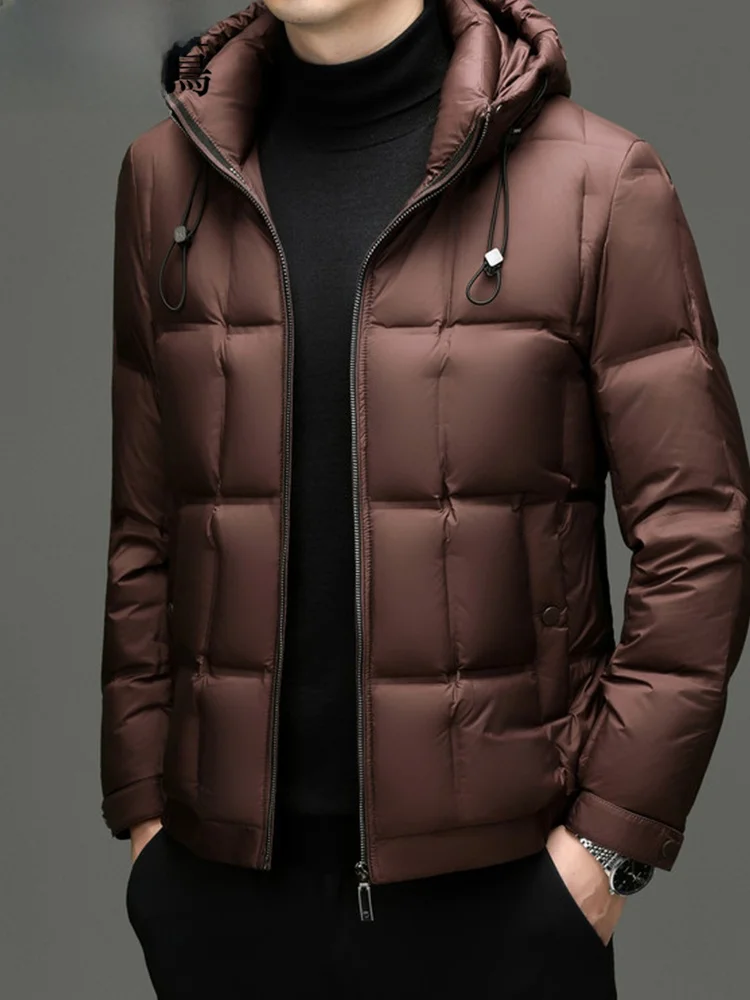 

TUCANO Men's Detachable Hood Thiened down Jaet White Du Feather Warm Casual Sle Outdoor Sports Urban Commuting Coat