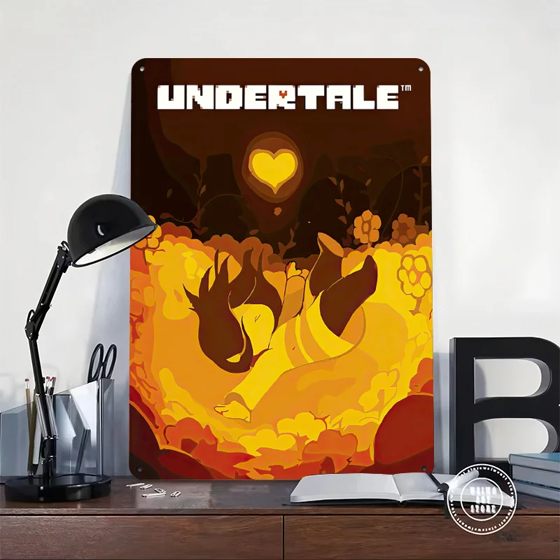 Undertale Game Cover Art 3D Texture Printed Poster Custom Vintage Metal Tin Plate Sign for Wall Art Bedroom Decorations House