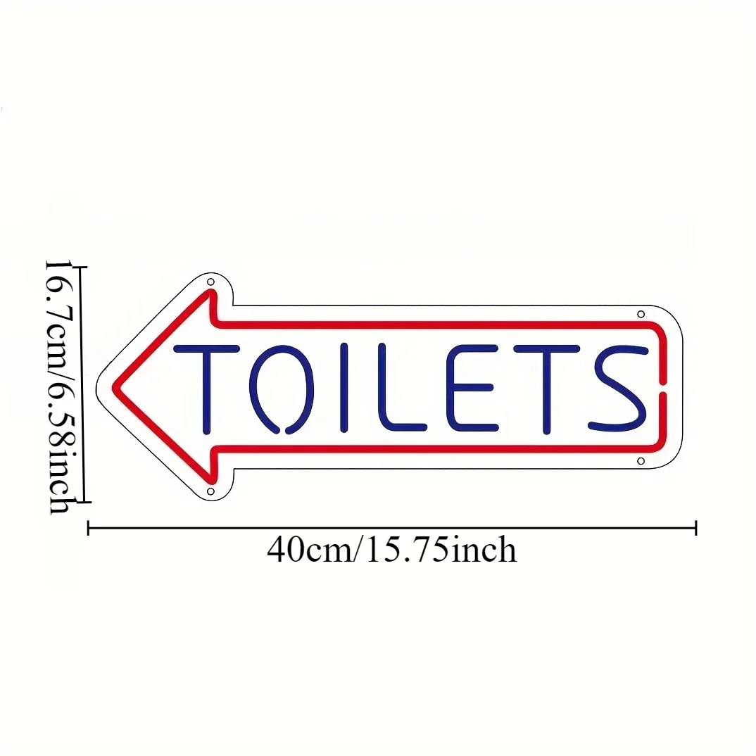 Toilets Arrow Neon Sign,Toilet Entrance Directional Sign For Park Office Mall Store  Led Light Sign, Turn Left/Right Wall Decor