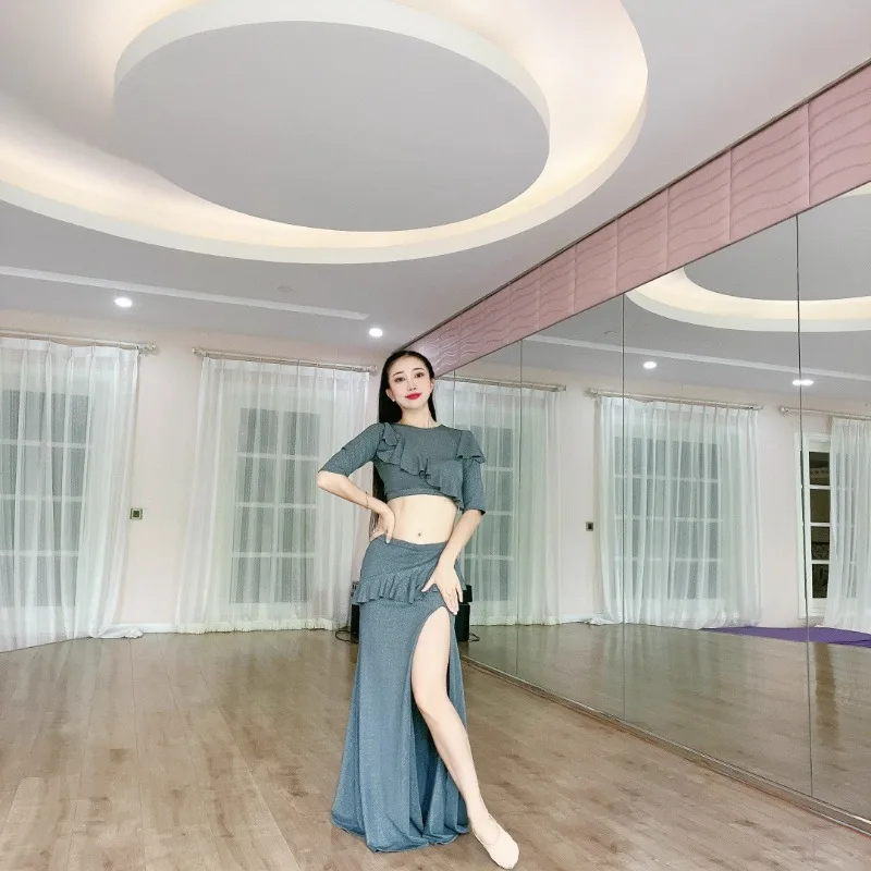 Customized Belly Dance Costumes Oriental Dance Clothes Lace Practice Clothes Group Clothes Beginner Split Skirt Fish Tail Skirt