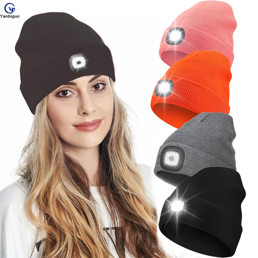 

Unisex Beanie with Light,USB Rechargeable LED Headlamp Hat,Winter Warm Knitted Hats,for Running Hiking Camping