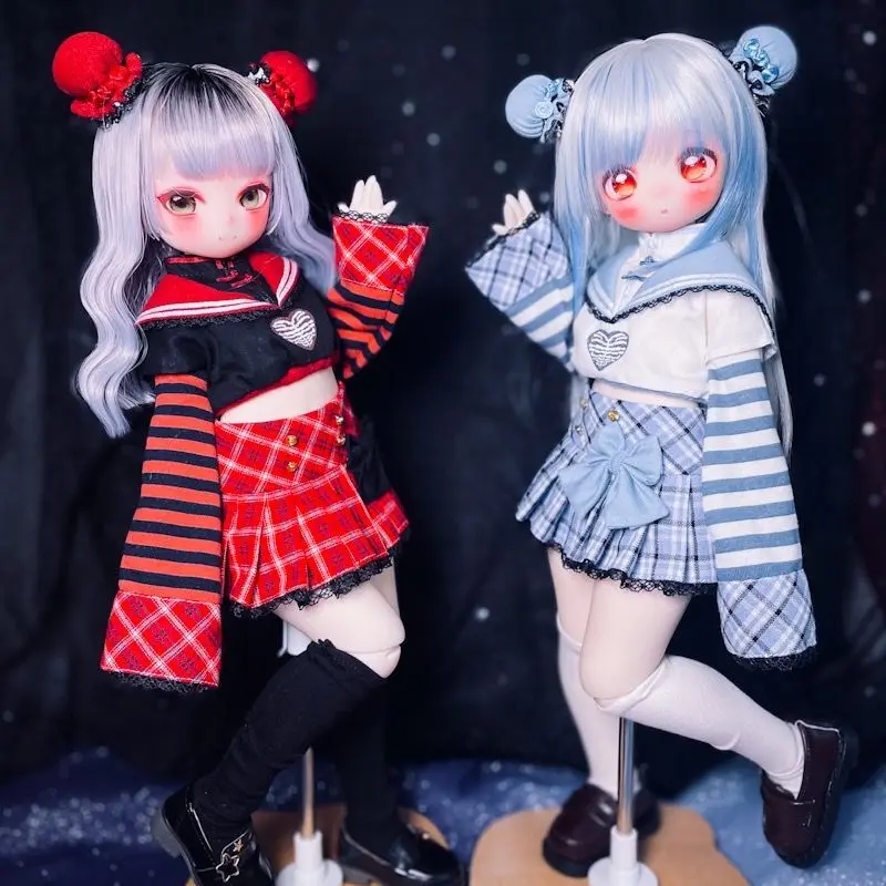 

BJD doll clothes for 1/4 1/6 size cute plaid clothes set 1/4 BJD doll clothes 1/6 doll accessories (4 points)