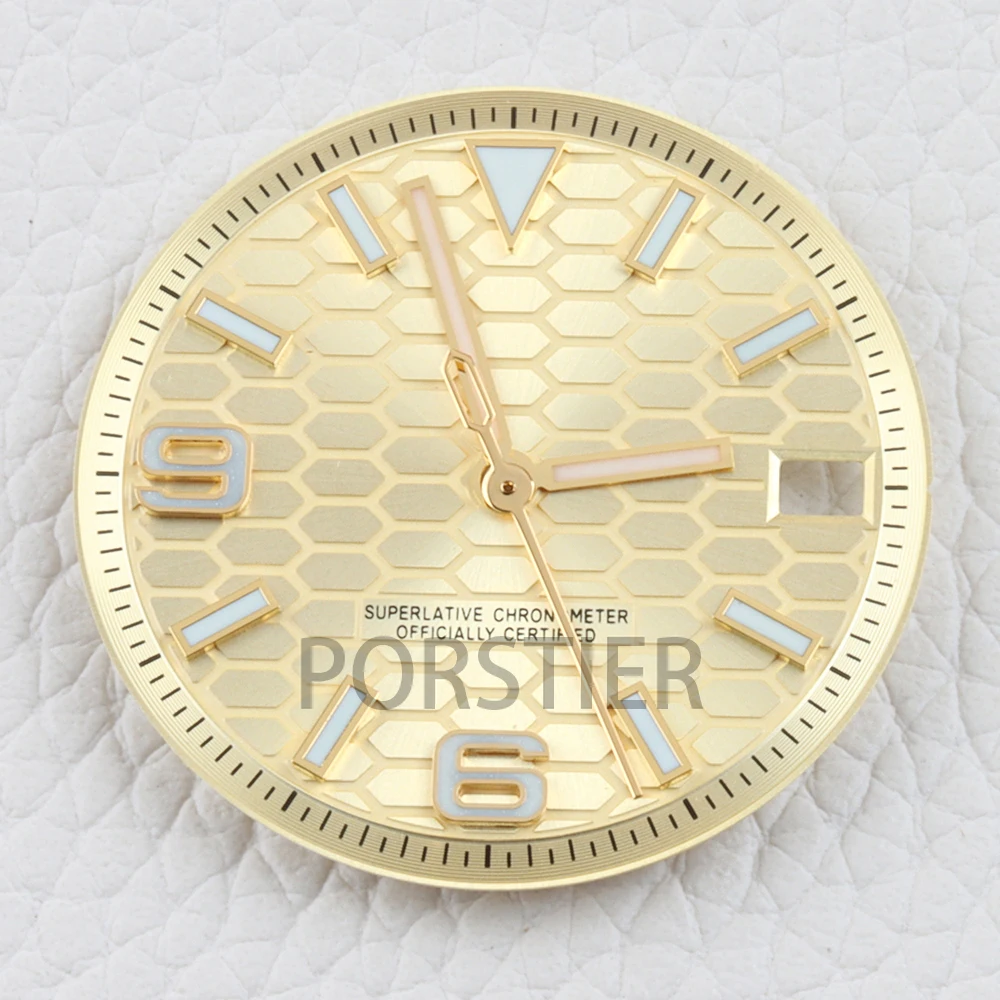 28.5mm Watch Dial Face NH35 Dial Hands Blue Luminous Dial for NH35/NH36 Movement fit Land-Dweller Watch Replacement Accessories - view 4
