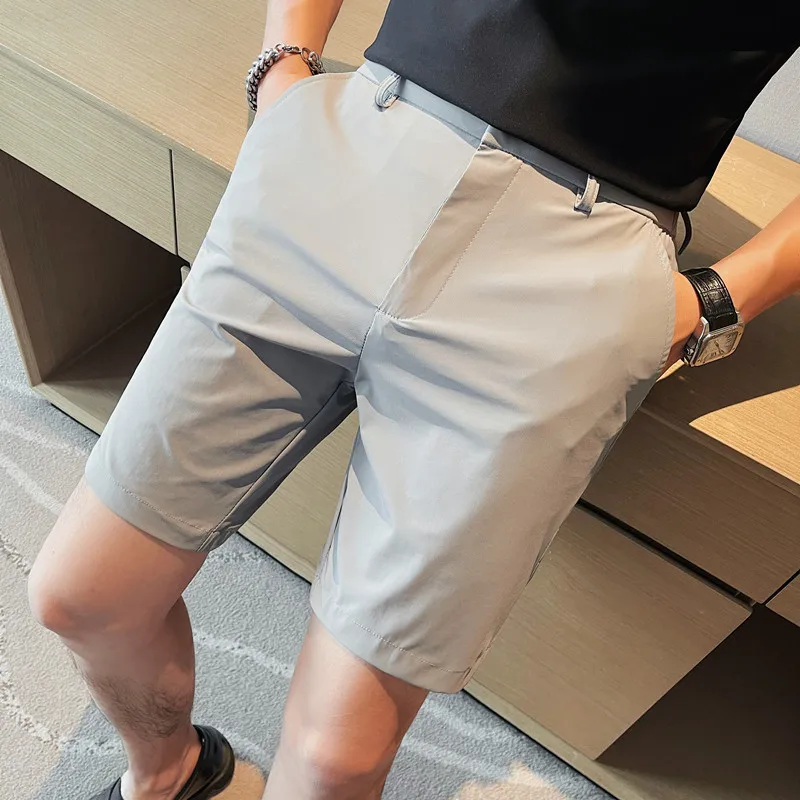 Korean Style Men's Summer Casual Elastic Force Shorts/Male Slim Fit High Quality Business Thin Suit Shorts Plus size 29-36